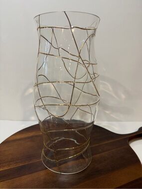 Retired PartyLite Calypso Mosaic Gold Hurricane Candle Holder Vase P7016